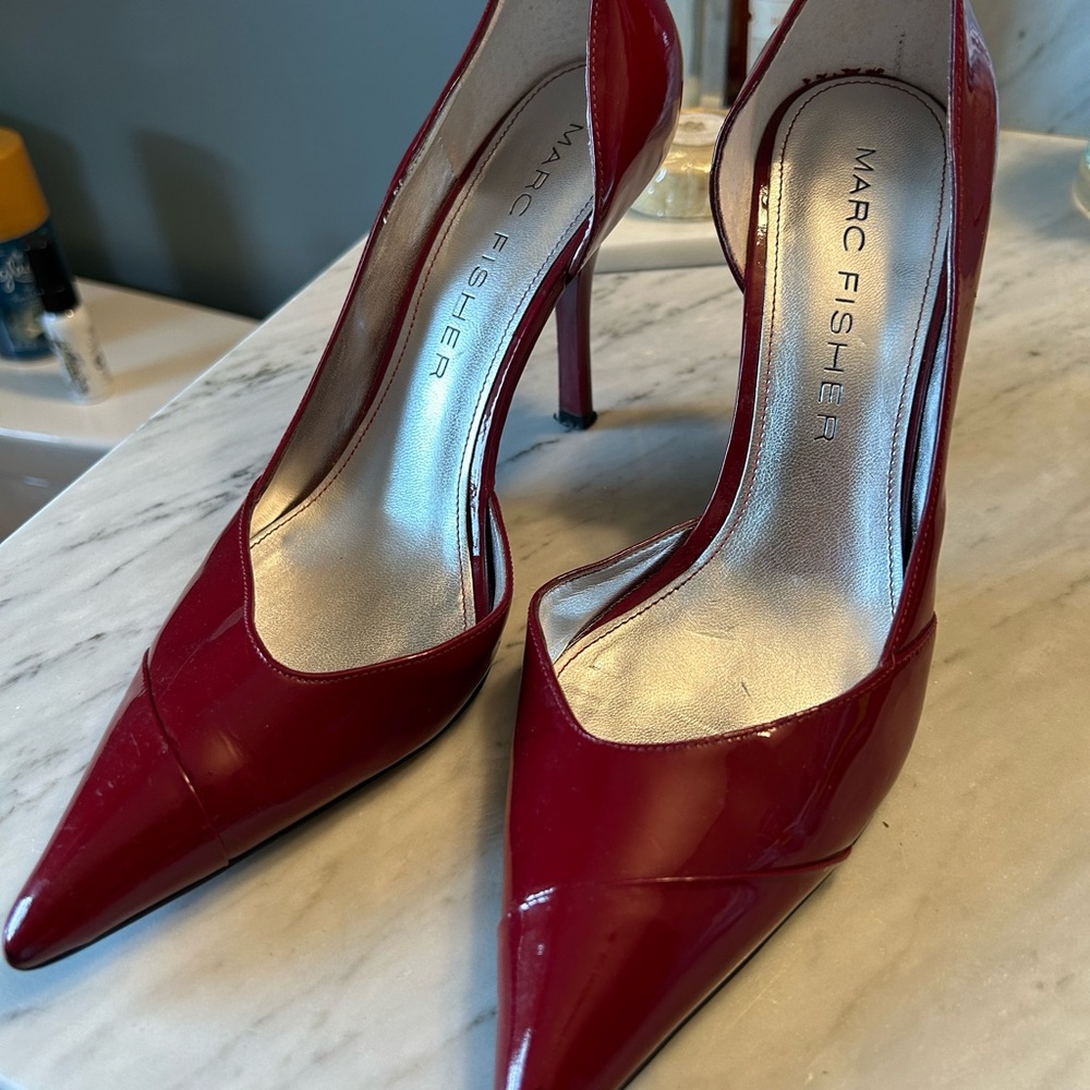 Marc Fisher Crimson Red Patent Leather Heels - Picture 8 of 8